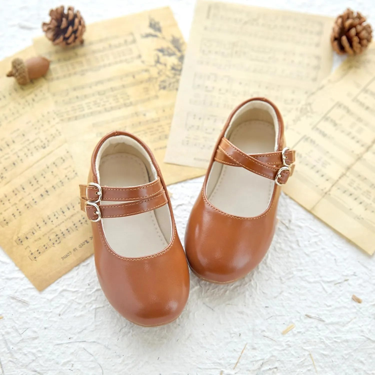 ESTINE Toddler/Little Kid Girls Dress Mary Jane Flats Flowers Fashion Princess Ballet Shoes