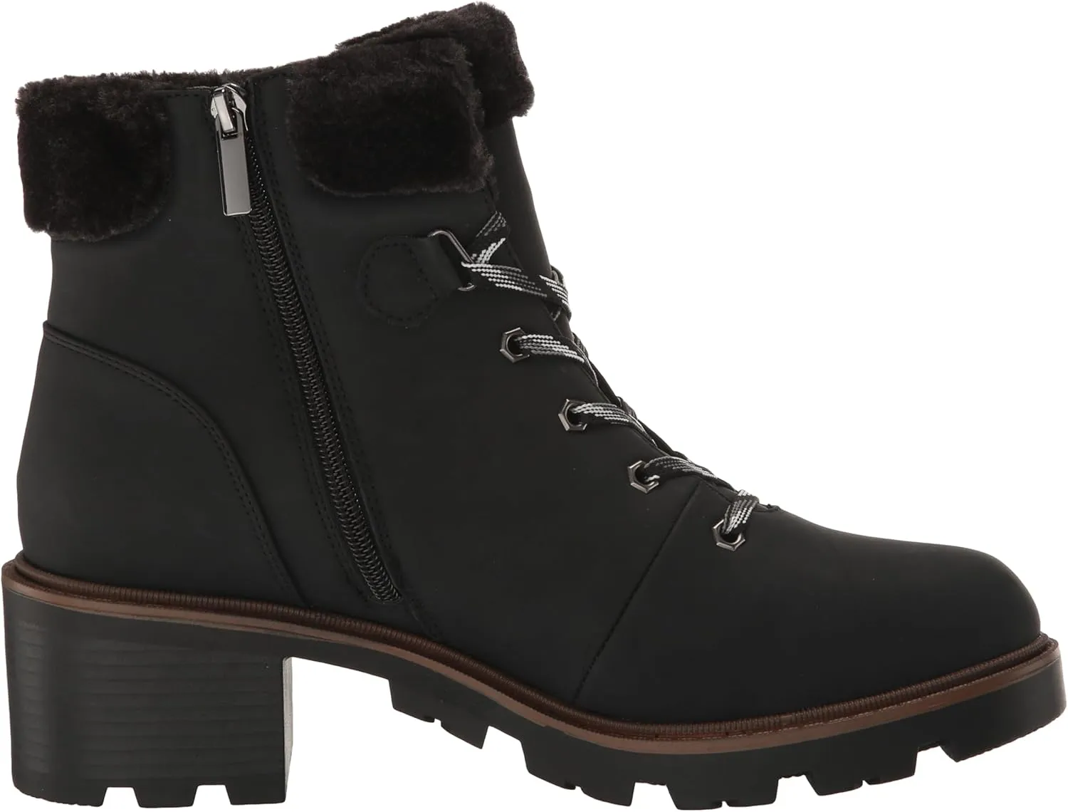 EVANS Women's Bella Winter Lace Up Faux Leather Boot Fashion