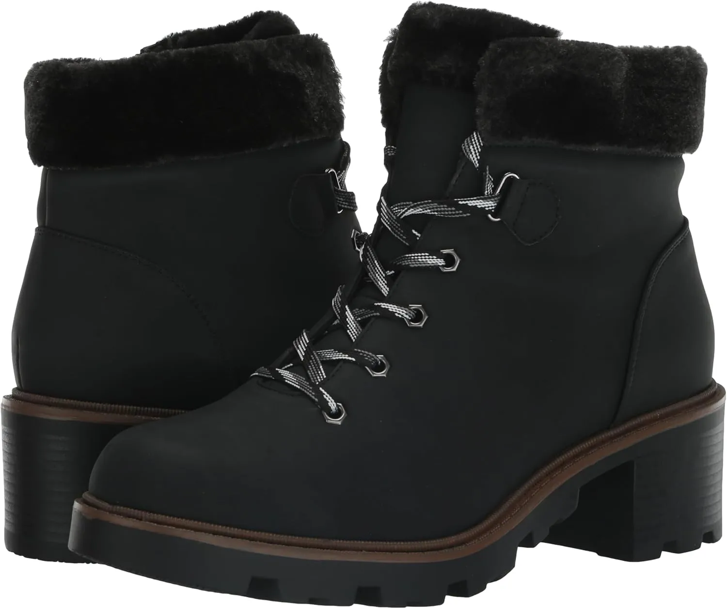 EVANS Women's Bella Winter Lace Up Faux Leather Boot Fashion