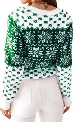 EXLURA Patterns Reindeer Ugly Christmas Sweater Jumper Pullover Tops