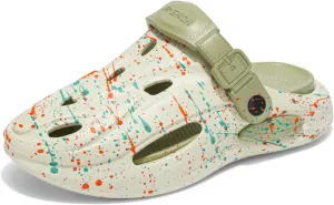 Fashion comfortable platform clogs for men with splash - ink style, made of EVA material,cloud slides, casual slippers, beach shoes, cool sandals