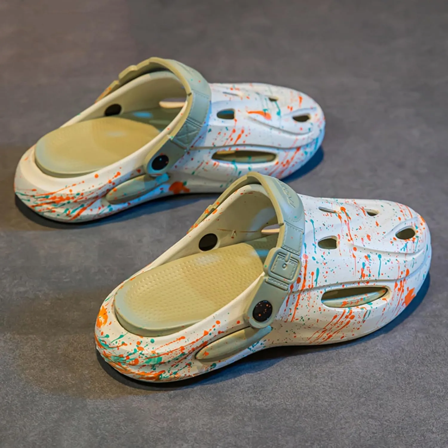 Fashion comfortable platform clogs for men with splash - ink style, made of EVA material,cloud slides, casual slippers, beach shoes, cool sandals