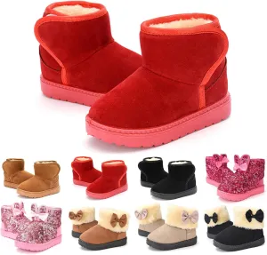 Fashion Winter Bowknot Platform Boots Kids Ankle Boots Toddler Kids Wool Lined Slippers Girls Boys Outdoor Warm Indoor Home Anti Slip Trendy Mini Boots