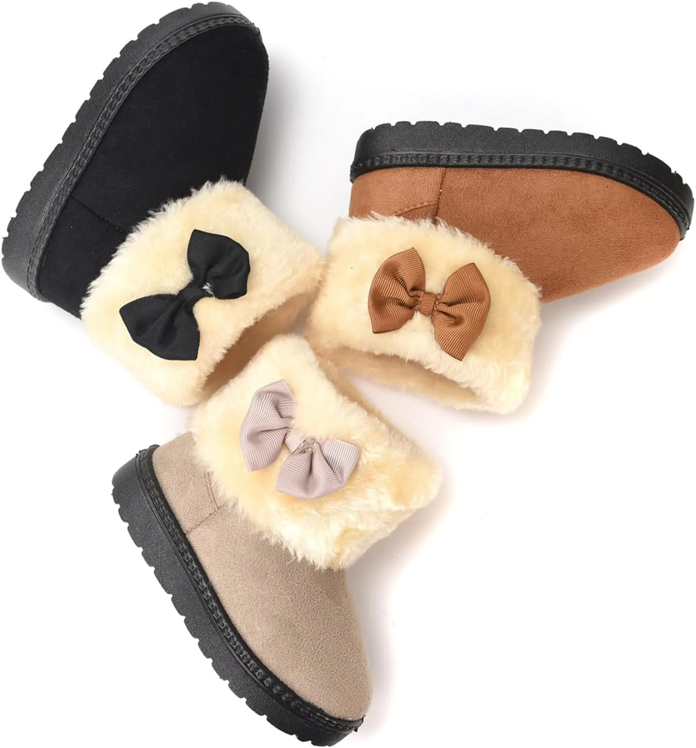 Fashion Winter Bowknot Platform Boots Kids Ankle Boots Toddler Kids Wool Lined Slippers Girls Boys Outdoor Warm Indoor Home Anti Slip Trendy Mini Boots