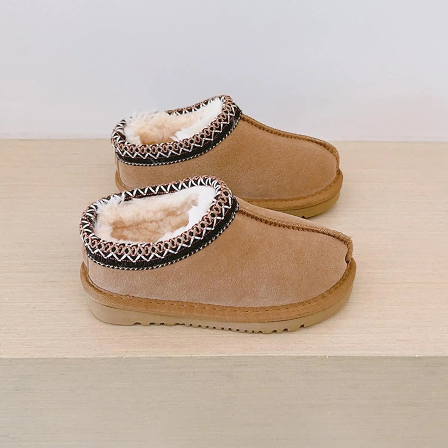 Fashion Winter Plush Platform Boots Little Kids Ankle Boots Toddler Kids Wool Lined Slippers Girls Boys Outdoor Warm Indoor Home Anti-slip Trendy Mini Boots