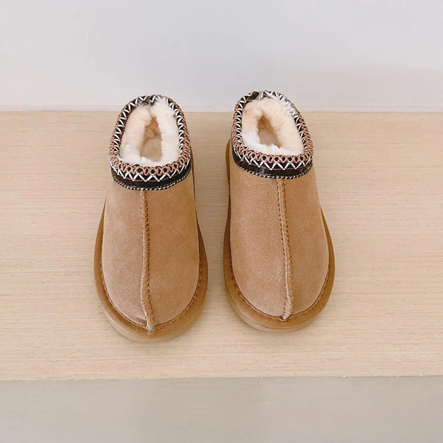Fashion Winter Plush Platform Boots Little Kids Ankle Boots Toddler Kids Wool Lined Slippers Girls Boys Outdoor Warm Indoor Home Anti-slip Trendy Mini Boots