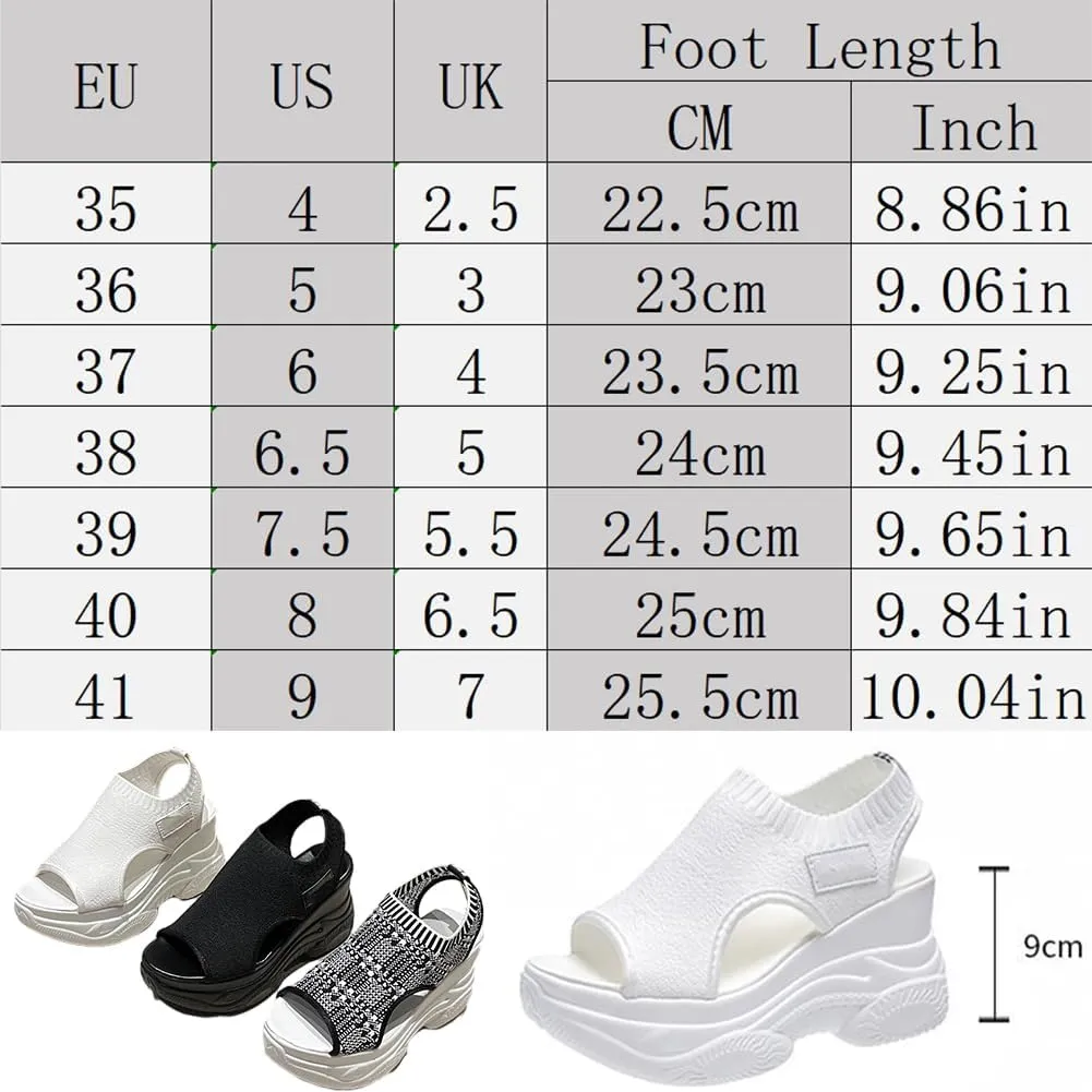 Fashionable Solid Color Platform Sandals, Women's Breathable Non-slip Casual Shoes, Platform Elastic Soft High Heels Walking Slippers