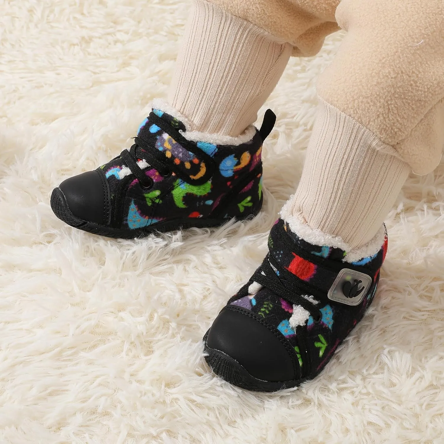 FEETCITY Baby Boots Boys Girls Infant Slippers Cozy Fleece Boots First Walking Shoes Warm Socks Newborn Crib Shoes