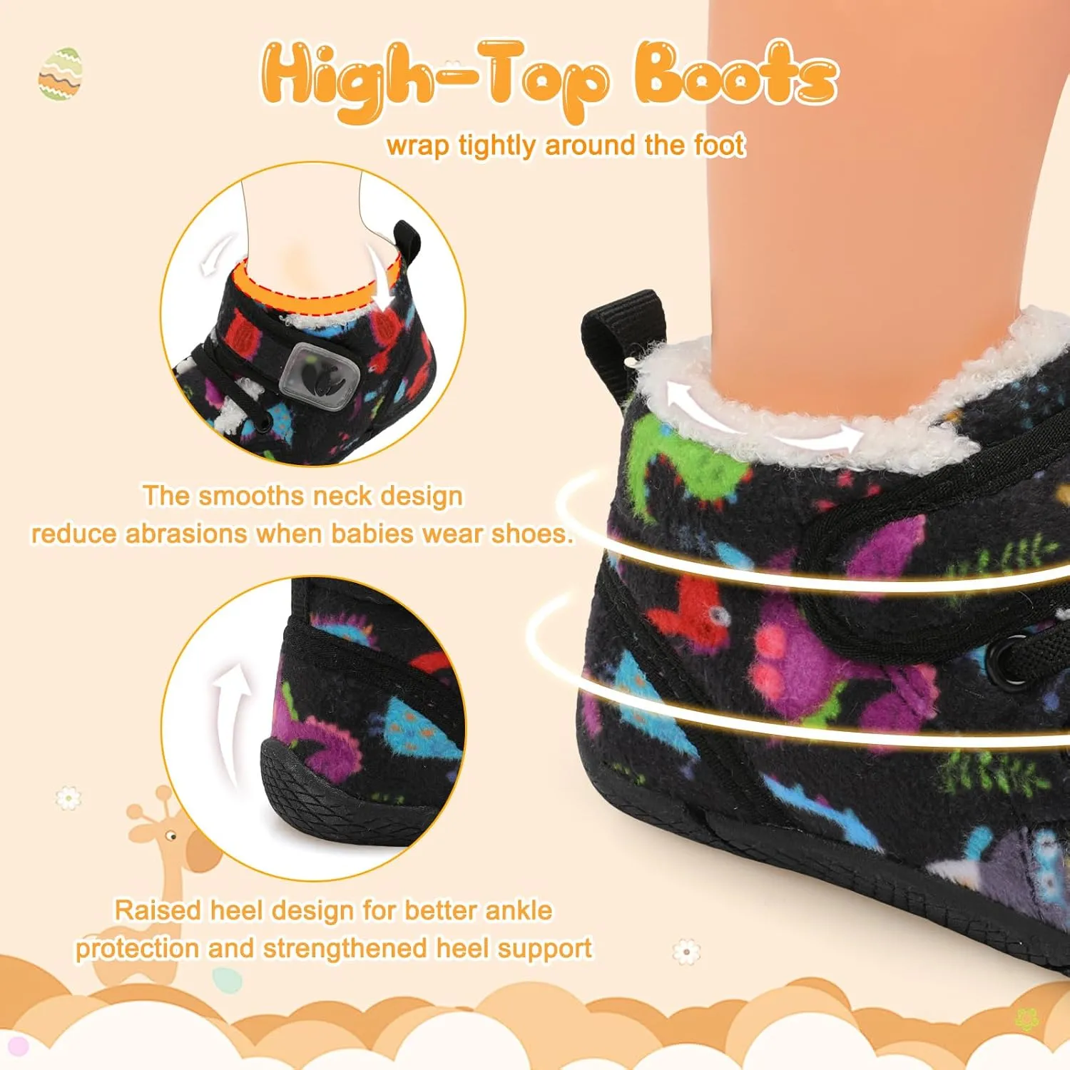 FEETCITY Baby Boots Boys Girls Infant Slippers Cozy Fleece Boots First Walking Shoes Warm Socks Newborn Crib Shoes