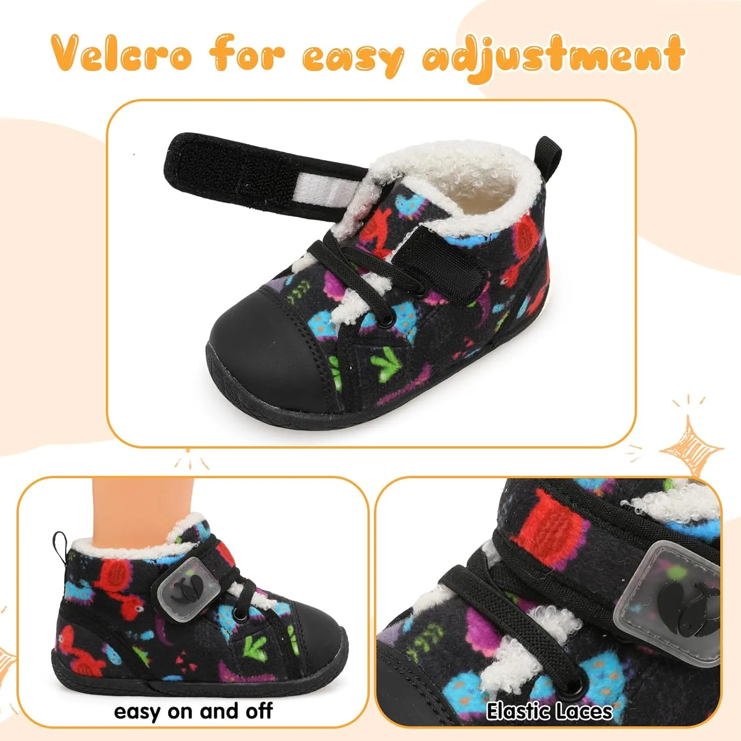 FEETCITY Baby Boots Boys Girls Infant Slippers Cozy Fleece Boots First Walking Shoes Warm Socks Newborn Crib Shoes