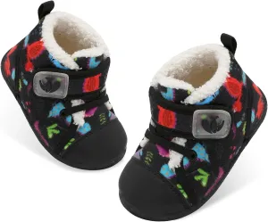 FEETCITY Baby Boots Boys Girls Infant Slippers Cozy Fleece Boots First Walking Shoes Warm Socks Newborn Crib Shoes