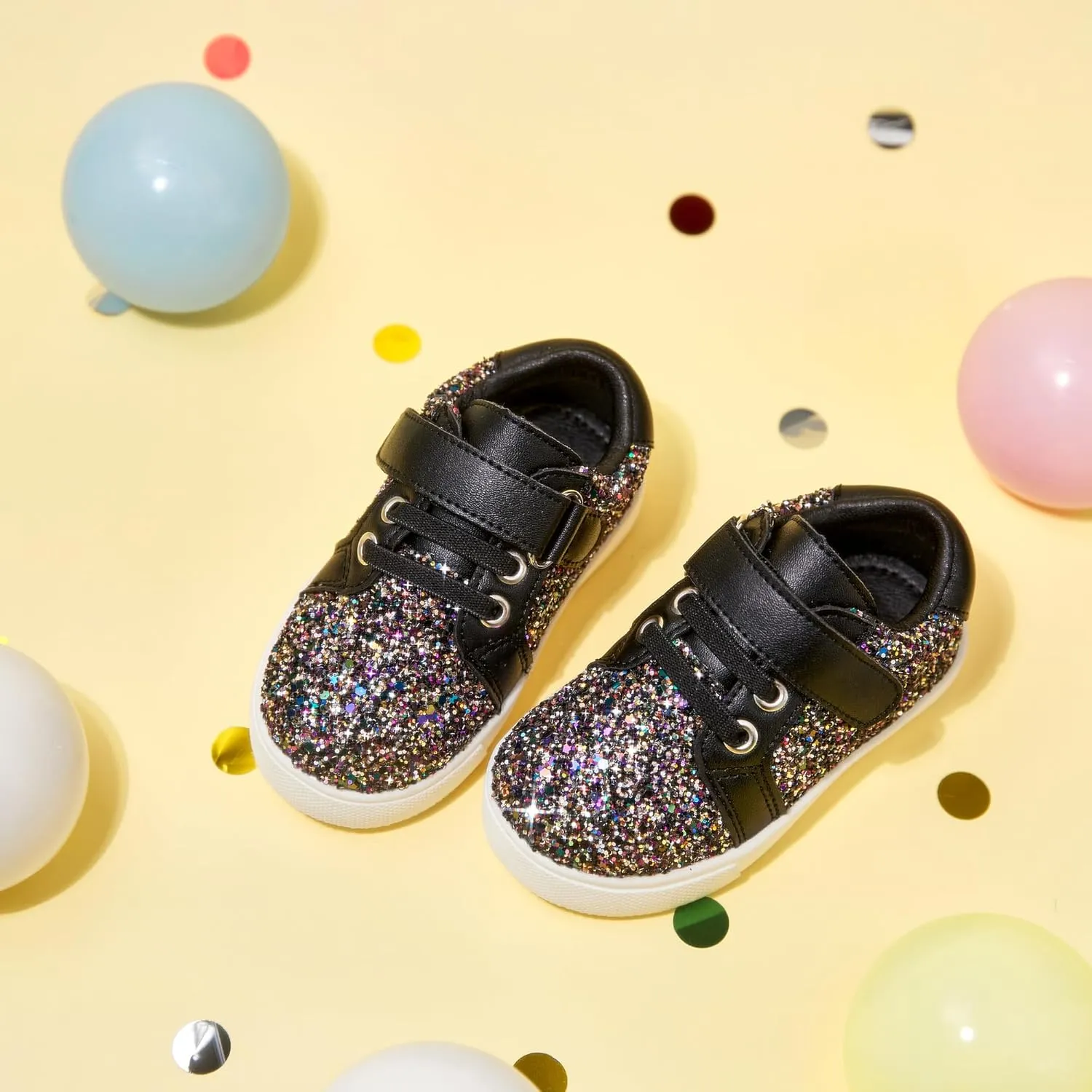 Felix & Flora Toddler/Little Kid Girls Running Shoes Sports Sneakers Princess Casual Glitter Shoes.