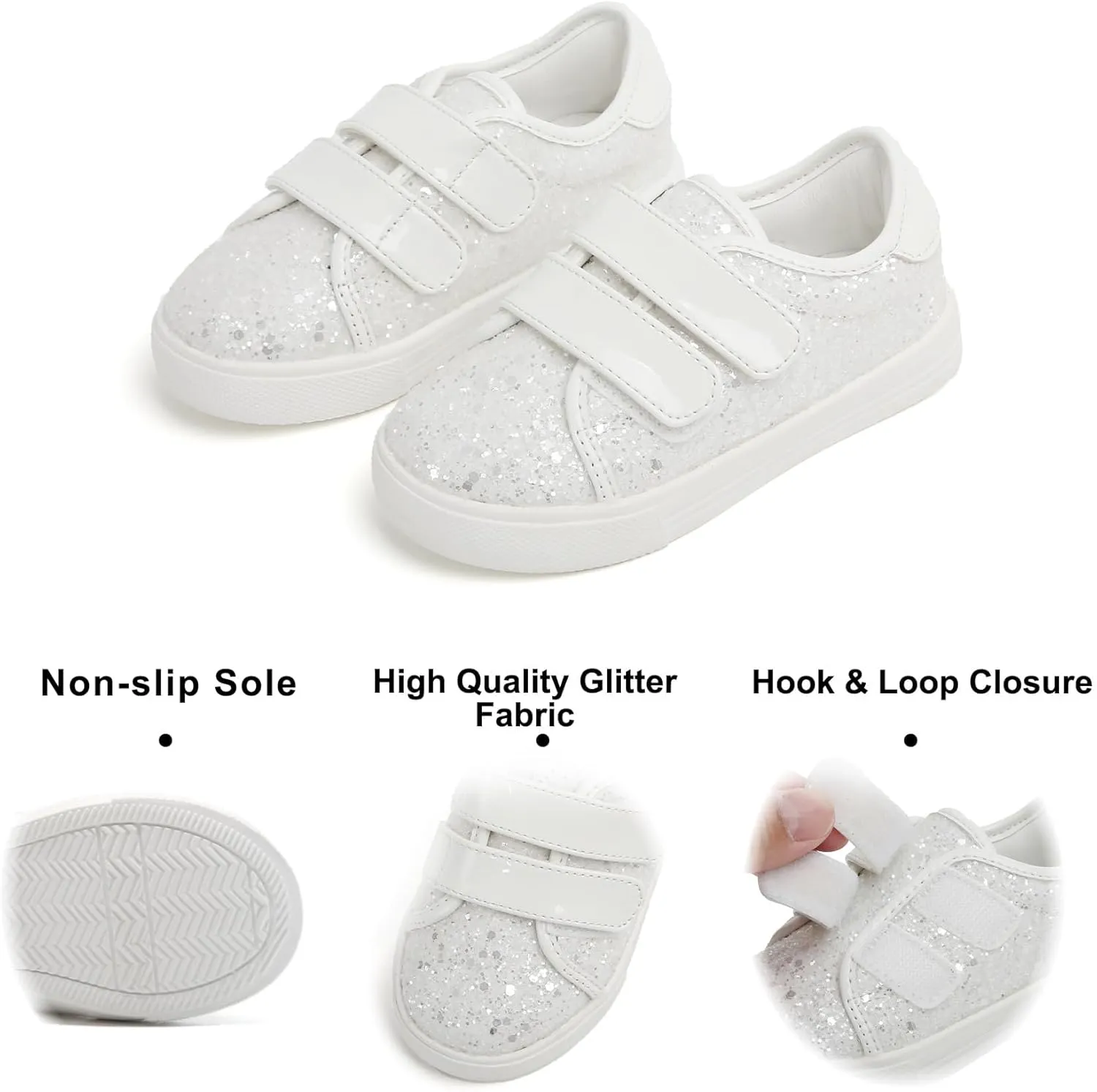 Felix & Flora Toddler/Little Kid Girls Running Shoes Sports Sneakers Princess Casual Glitter Shoes.