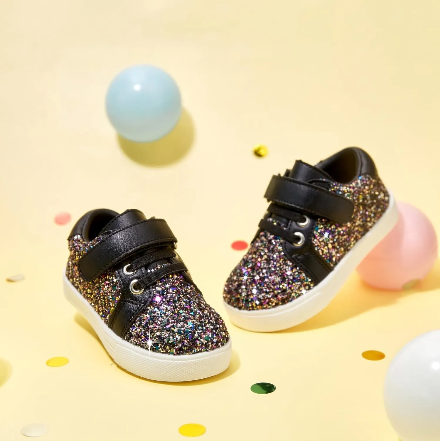 Felix & Flora Toddler/Little Kid Girls Running Shoes Sports Sneakers Princess Casual Glitter Shoes.