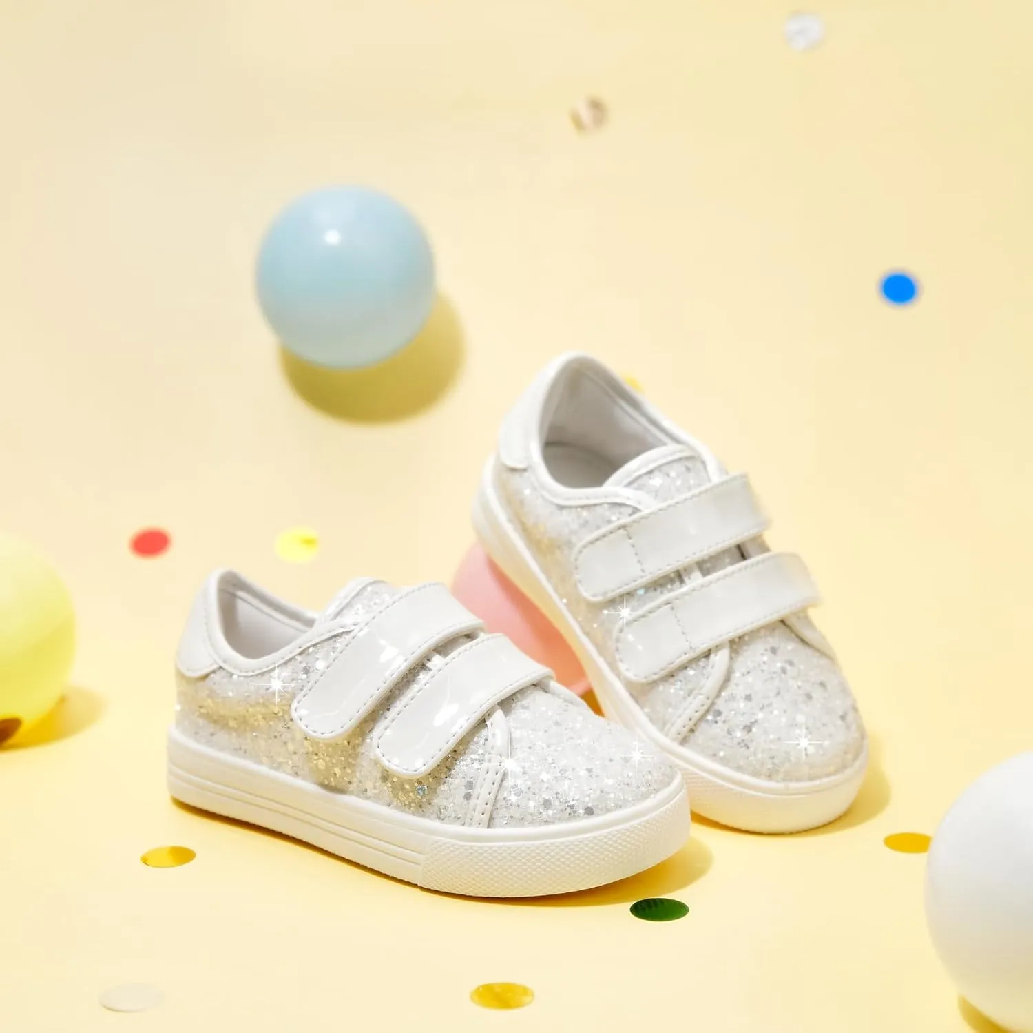 Felix & Flora Toddler/Little Kid Girls Running Shoes Sports Sneakers Princess Casual Glitter Shoes.