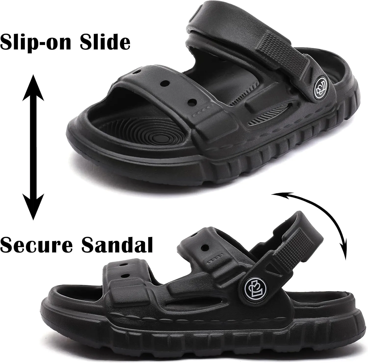 Femizee Kids 2-in-1 Sandals and Slides for Boys & Girls Lightweight Waterproof Slip-On Sandals Summer Water Shoes for Beach Pool Garden Play