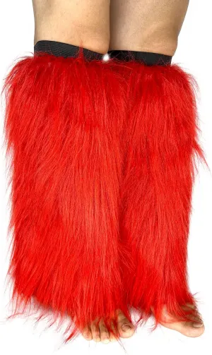 FHQHTH Fuzzy Faux Fur Leg Warmers Fur Heels Long Boots Cuff Cover has Elasticity One Pair Dionysia Boot cover Carnival 18"