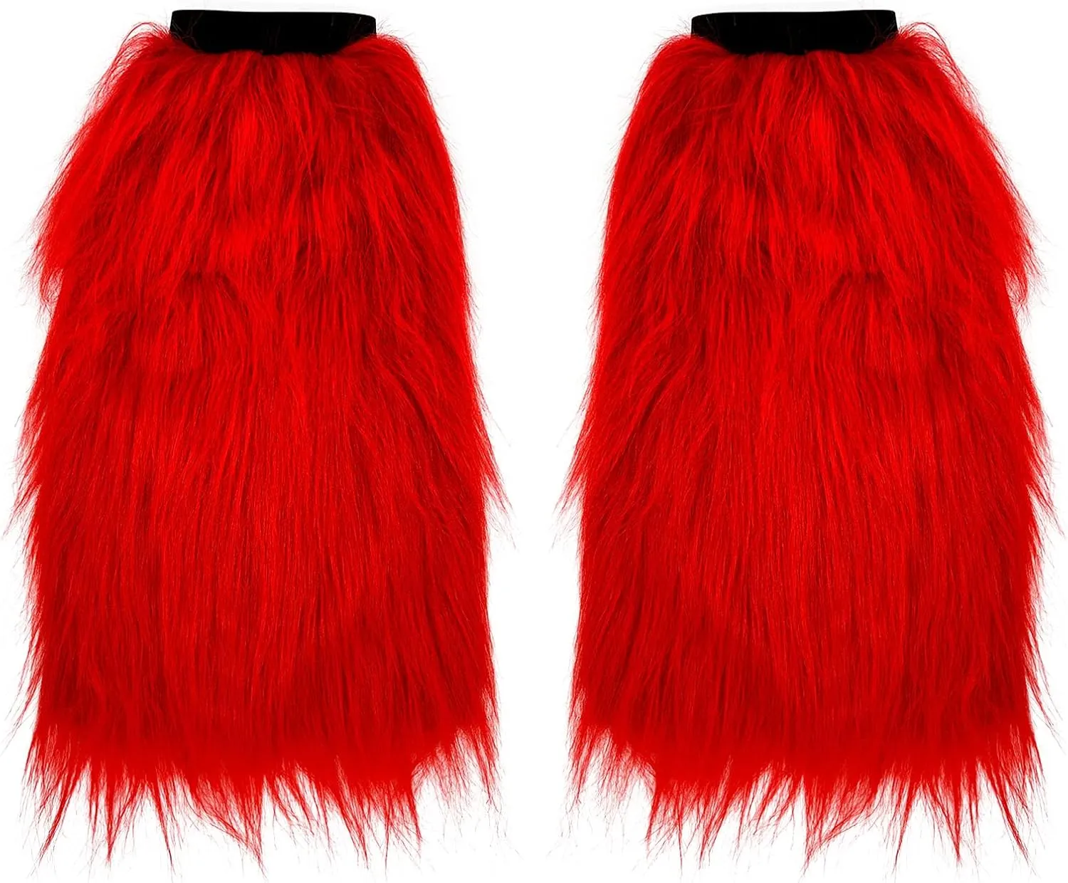 FHQHTH Fuzzy Faux Fur Leg Warmers Fur Heels Long Boots Cuff Cover has Elasticity One Pair Dionysia Boot cover Carnival 18"