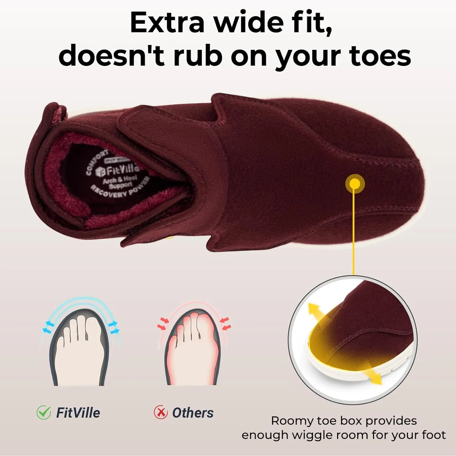 FitVille Diabetic Boots for Women Wide Width Fully Adjustable Straps Winter Boots for Women Wide Width with Warm Fur Lining womens wide snow boots for swollen feet Foot Pain Relief Neuropathy