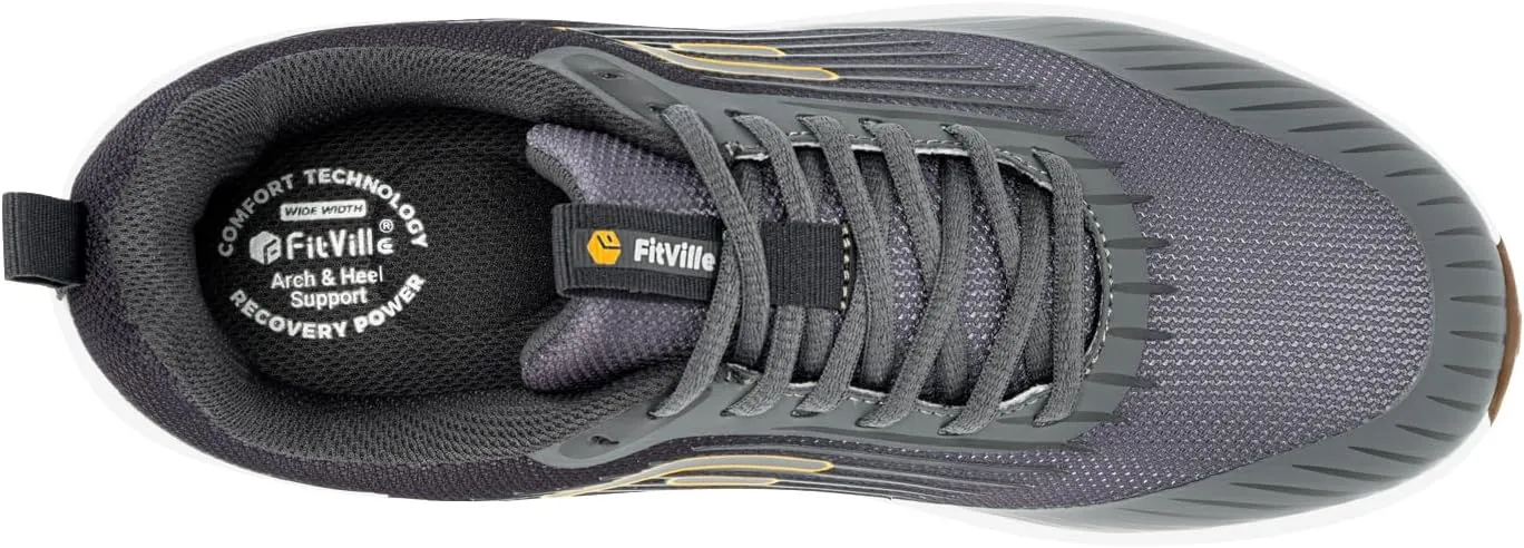 FitVille Extra Wide Walking Shoes for Men Orthopedic Trail Running Shoes Sneakers for Plantar Fasciitis Foot Pain Relief