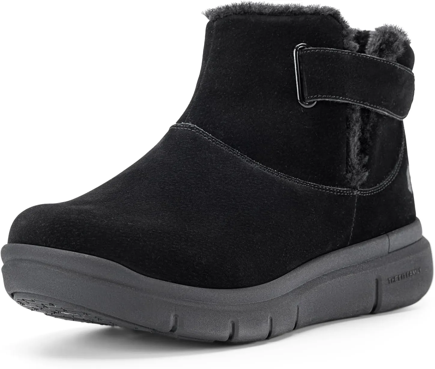 FitVille Wide Width Adjustable Winter Boots for Women, Ankle Boots With Furry Toe Box for Pain Relief