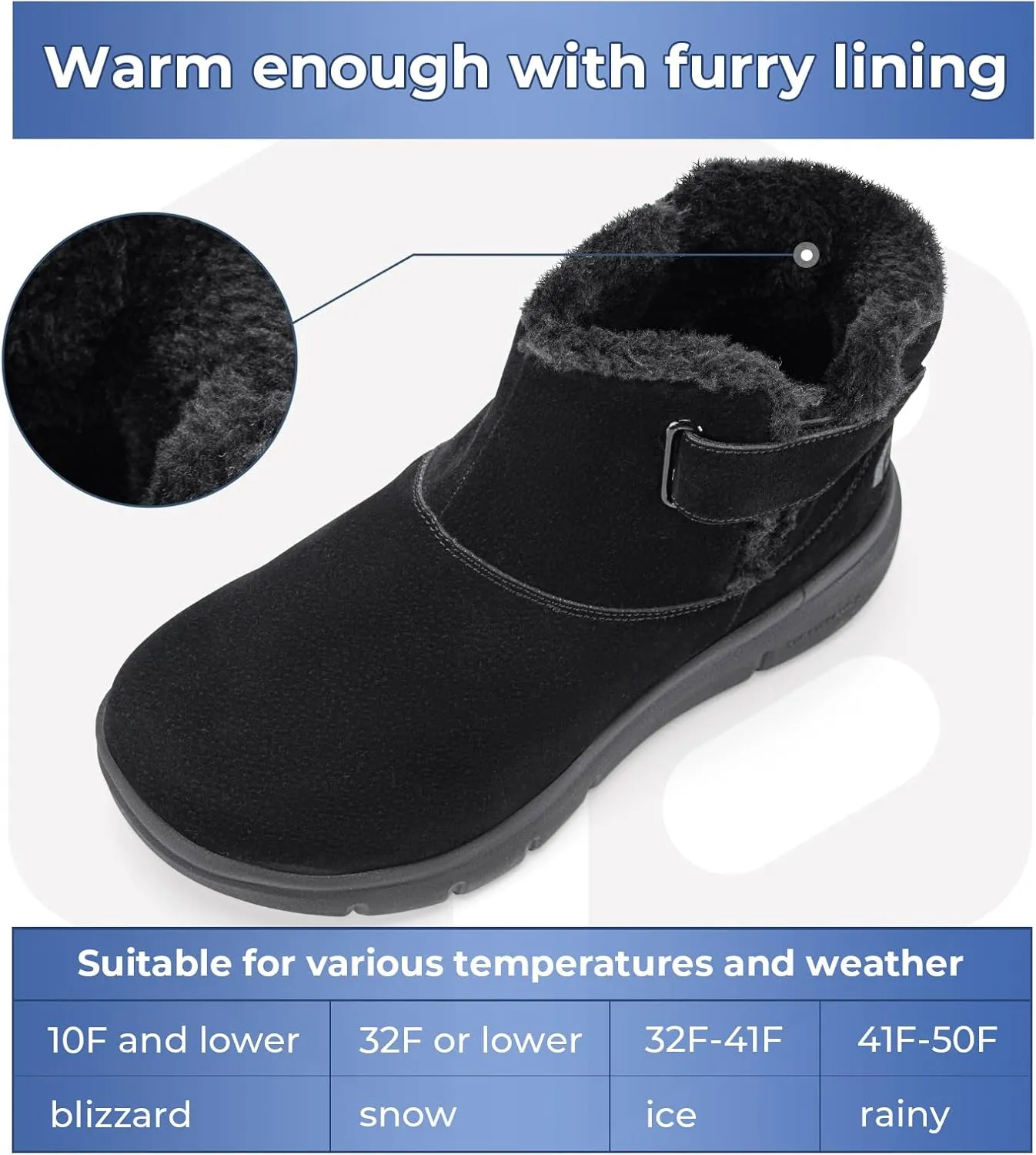 FitVille Wide Width Adjustable Winter Boots for Women, Ankle Boots With Furry Toe Box for Pain Relief