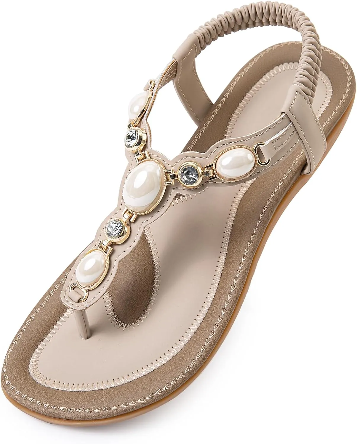 Flat Sandals For Women Dressy, Comfortable T-Strap Sandal Flip Flops Fancy Flats