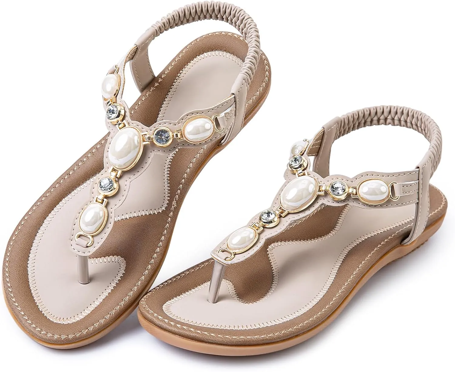 Flat Sandals For Women Dressy, Comfortable T-Strap Sandal Flip Flops Fancy Flats