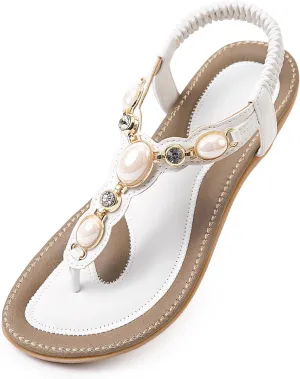 Flat Sandals For Women Dressy, Comfortable T-Strap Sandal Flip Flops Fancy Flats