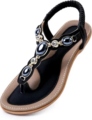 Flat Sandals For Women Dressy, Comfortable T-Strap Sandal Flip Flops Fancy Flats