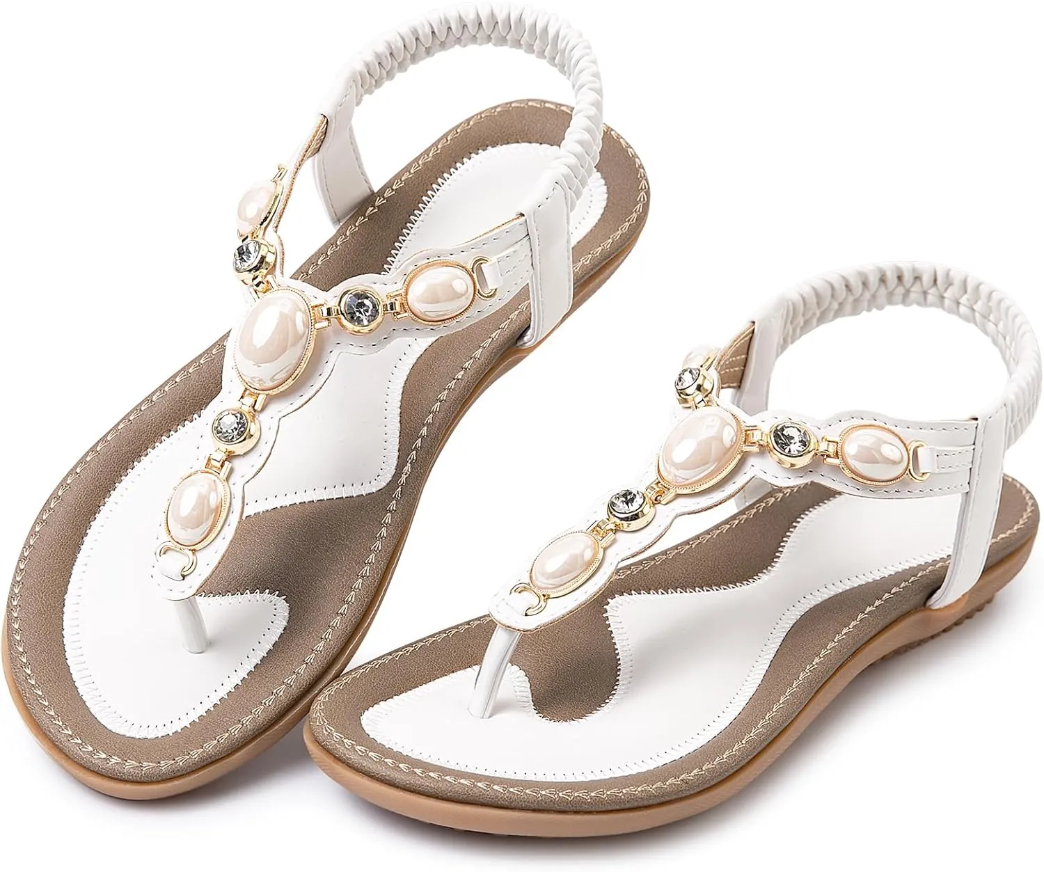 Flat Sandals For Women Dressy, Comfortable T-Strap Sandal Flip Flops Fancy Flats
