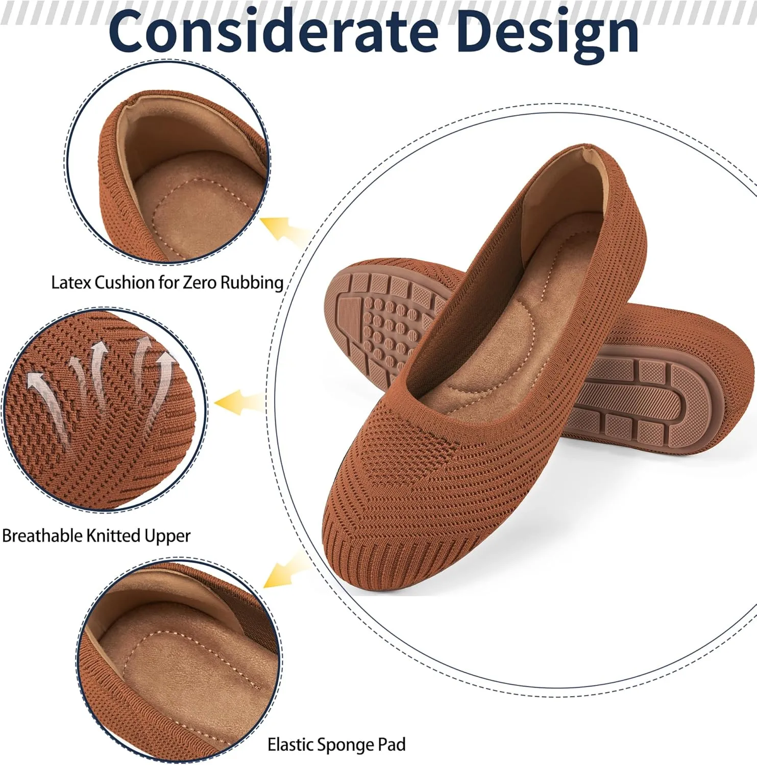 Flats for Women Ballets Shoes: Comfortable Knitted Dressy Work Flats - Ladies Wedding Flat Casual Shoes