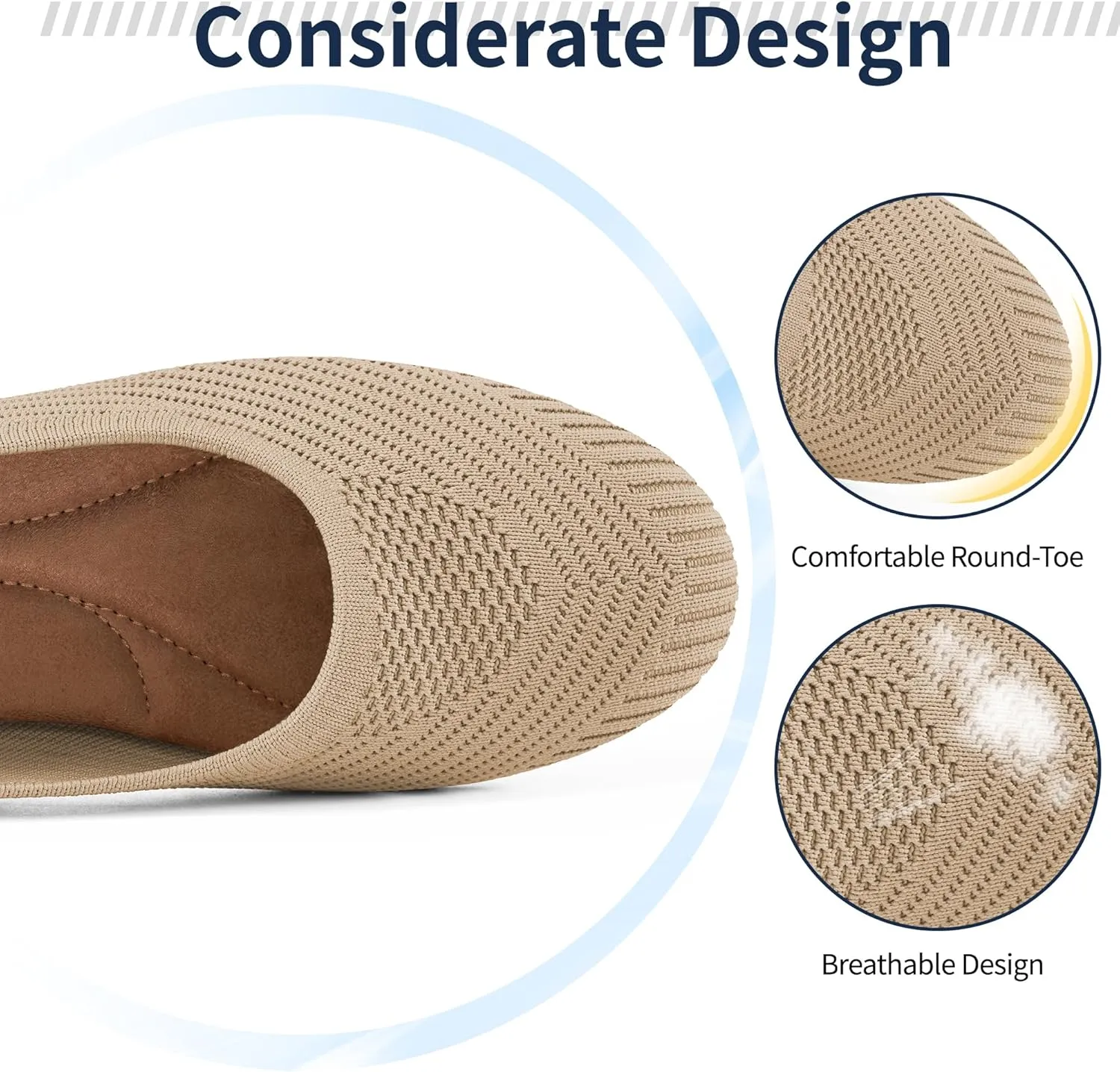 Flats for Women Ballets Shoes: Comfortable Knitted Dressy Work Flats - Ladies Wedding Flat Casual Shoes