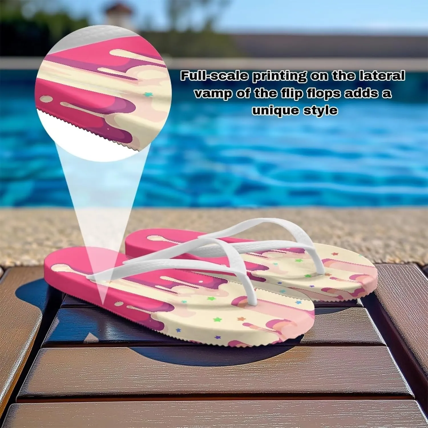 Flip Flops for Women Lightweight Casual Flat Sandals Slip-On Anti-Slip Slippers Soft Cushioning Soles Suitable for Tourist Hotels White Size 5-9