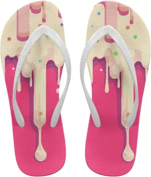 Flip Flops for Women Lightweight Casual Flat Sandals Slip-On Anti-Slip Slippers Soft Cushioning Soles Suitable for Tourist Hotels White Size 5-9