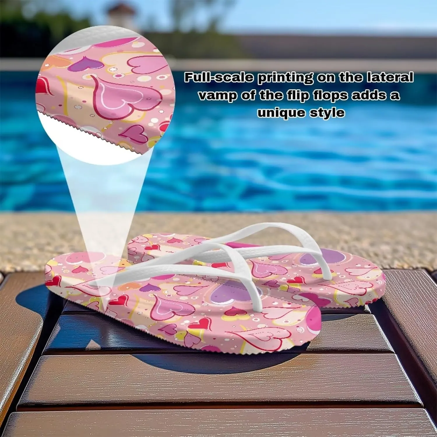 Flip Flops for Women Lightweight Casual Flat Sandals Slip-On Anti-Slip Slippers Soft Cushioning Soles Suitable for Tourist Hotels White Size 5-9
