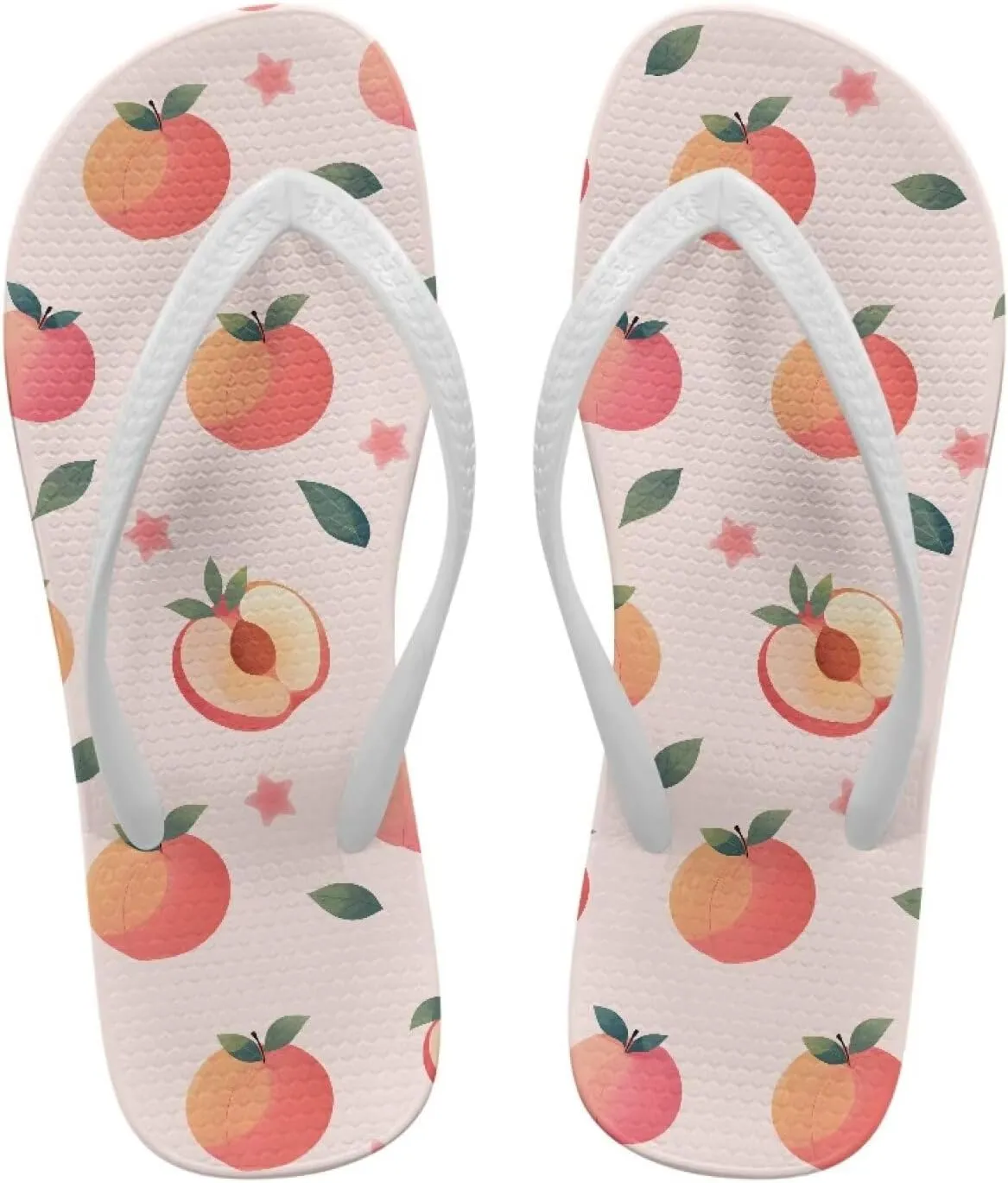 Flip Flops for Women Lightweight Casual Flat Sandals Slip-On Anti-Slip Slippers Soft Cushioning Soles Suitable for Tourist Hotels White Size 5-9