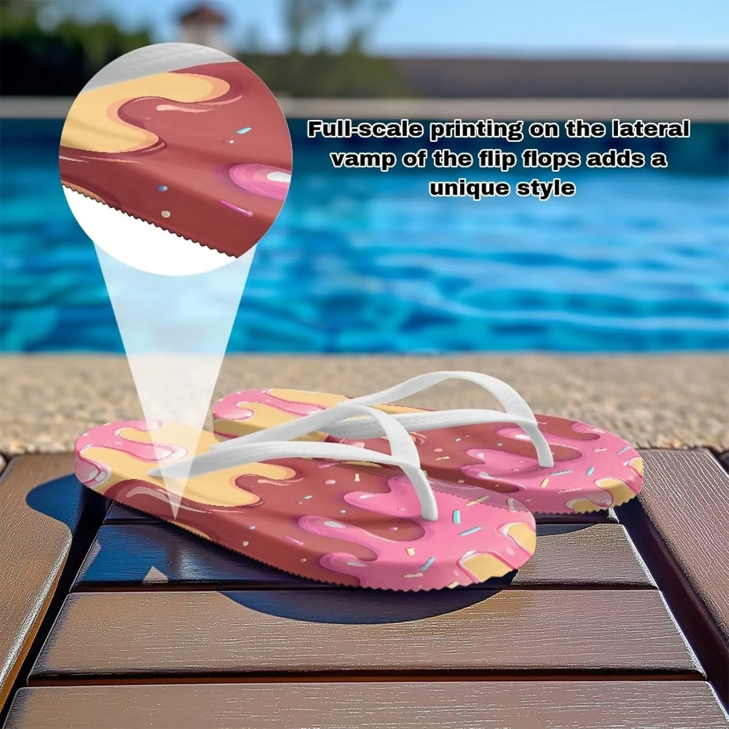 Flip Flops for Women Lightweight Casual Flat Sandals Slip-On Anti-Slip Slippers Soft Cushioning Soles Suitable for Tourist Hotels White Size 5-9