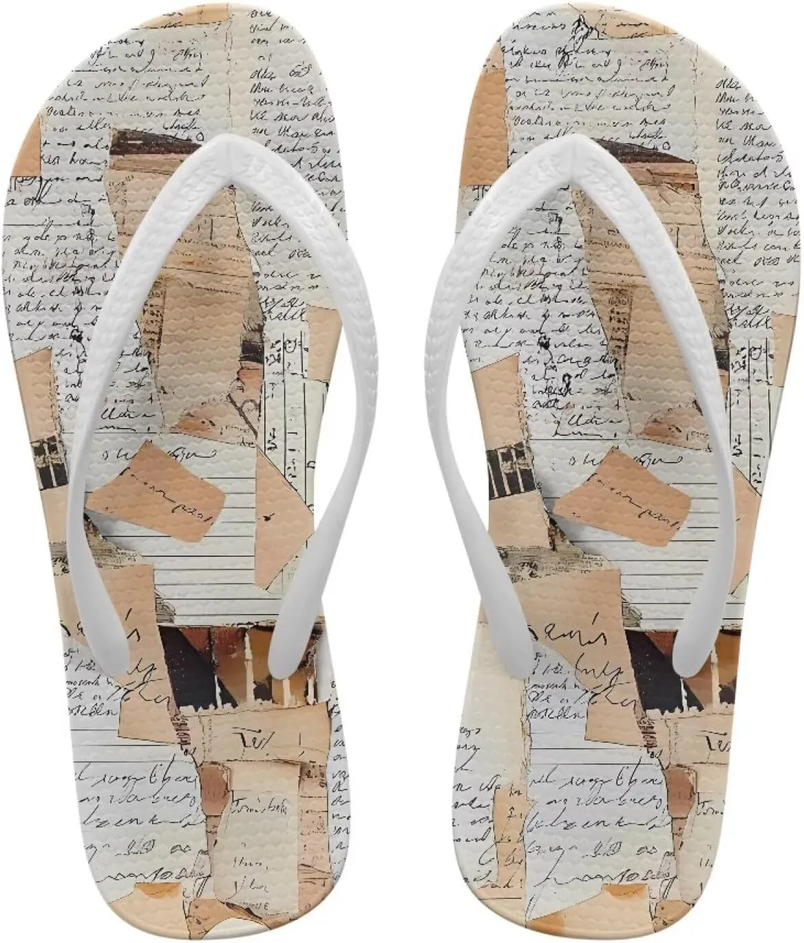 Flip Flops for Women Lightweight Casual Flat Sandals Slip-On Anti-Slip Slippers Soft Cushioning Soles Suitable for Tourist Hotels White Size 5-9