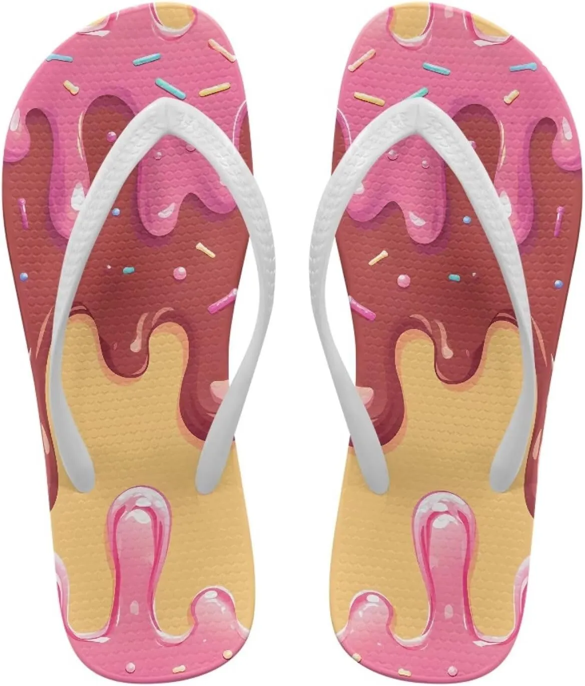Flip Flops for Women Lightweight Casual Flat Sandals Slip-On Anti-Slip Slippers Soft Cushioning Soles Suitable for Tourist Hotels White Size 5-9
