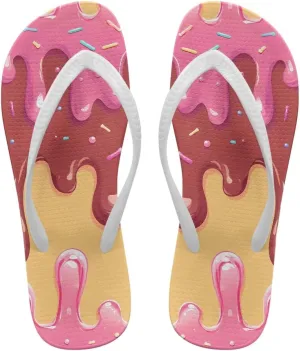 Flip Flops for Women Lightweight Casual Flat Sandals Slip-On Anti-Slip Slippers Soft Cushioning Soles Suitable for Tourist Hotels White Size 5-9