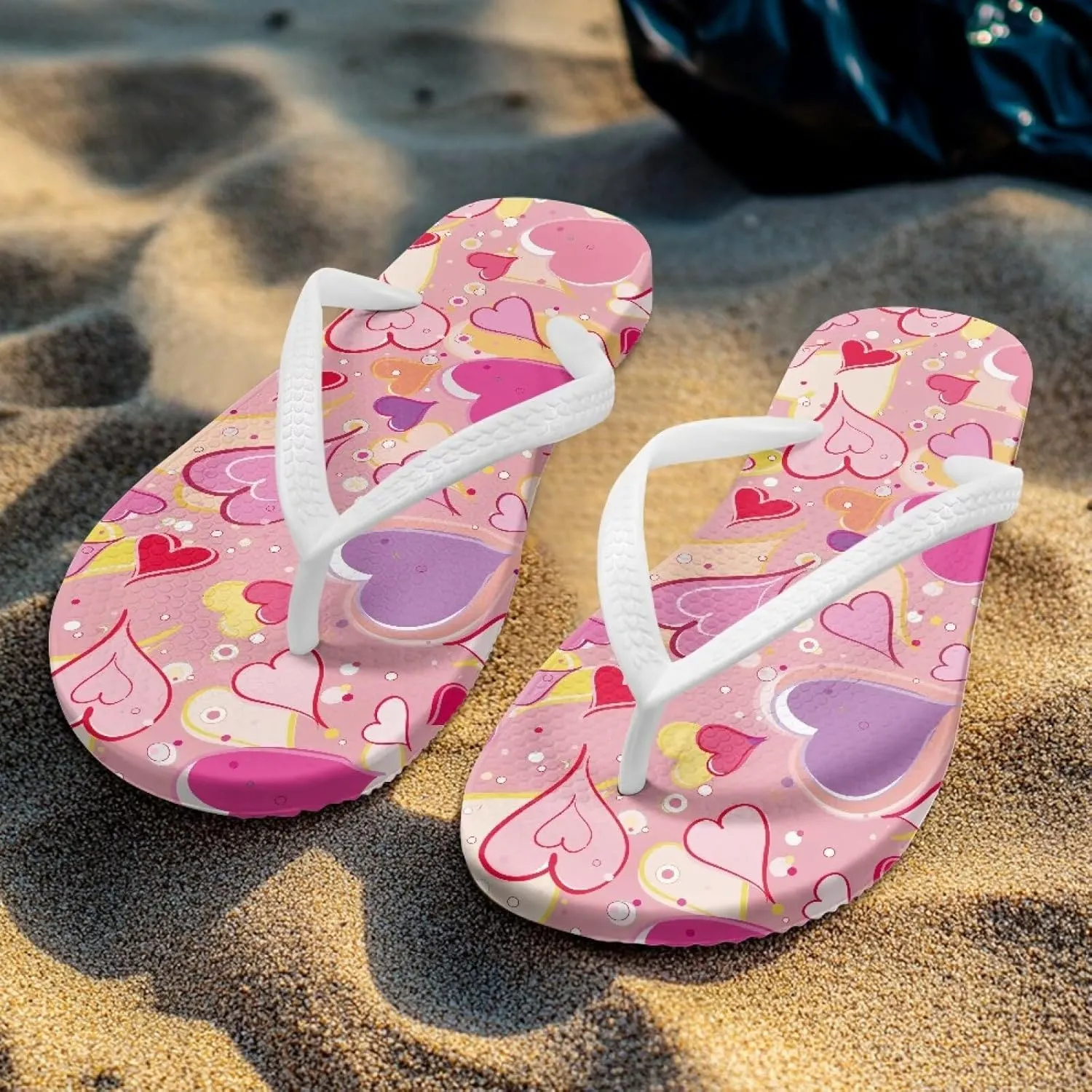 Flip Flops for Women Lightweight Casual Flat Sandals Slip-On Anti-Slip Slippers Soft Cushioning Soles Suitable for Tourist Hotels White Size 5-9
