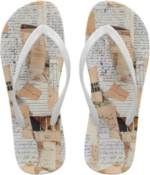 Flip Flops for Women Lightweight Casual Flat Sandals Slip-On Anti-Slip Slippers Soft Cushioning Soles Suitable for Tourist Hotels White Size 5-9
