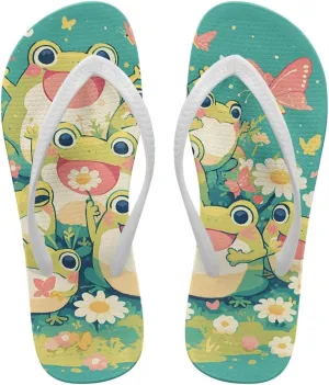 Flip Flops for Women Lightweight Casual Flat Sandals Slip-On Anti-Slip Slippers Soft Cushioning Soles Suitable for Tourist Hotels White Size 5-9