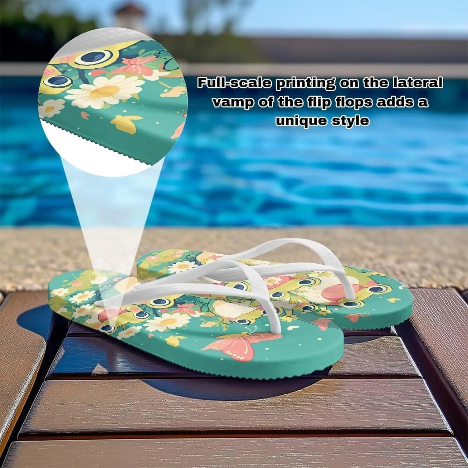 Flip Flops for Women Lightweight Casual Flat Sandals Slip-On Anti-Slip Slippers Soft Cushioning Soles Suitable for Tourist Hotels White Size 5-9