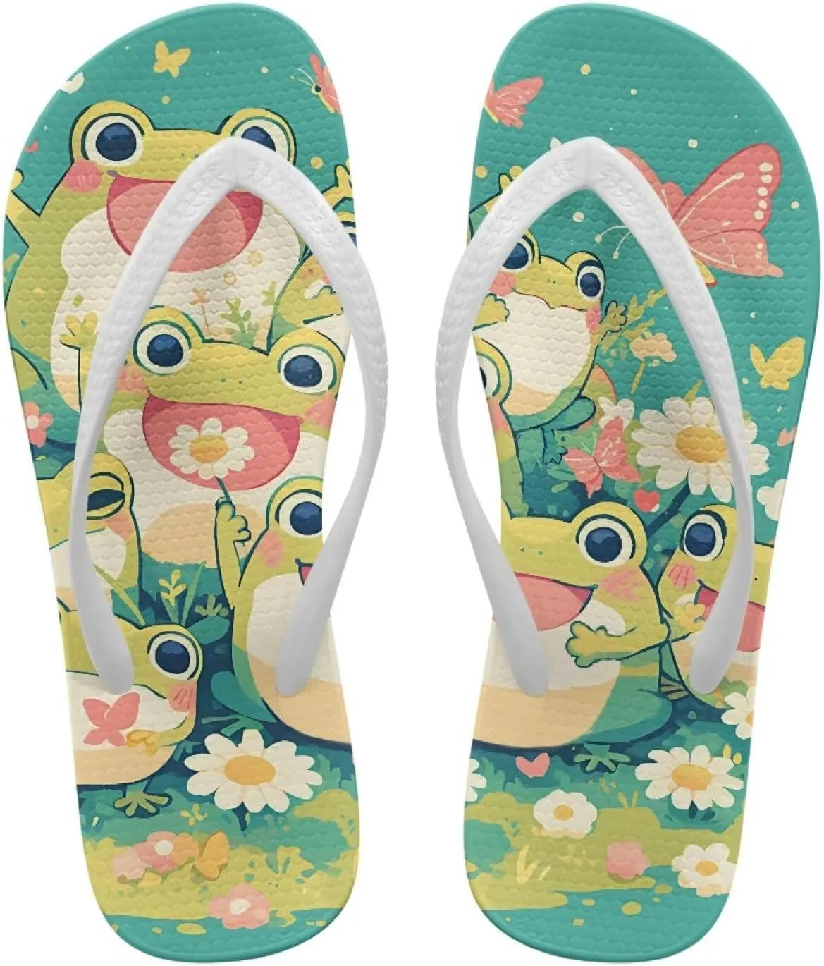 Flip Flops for Women Lightweight Casual Flat Sandals Slip-On Anti-Slip Slippers Soft Cushioning Soles Suitable for Tourist Hotels White Size 5-9