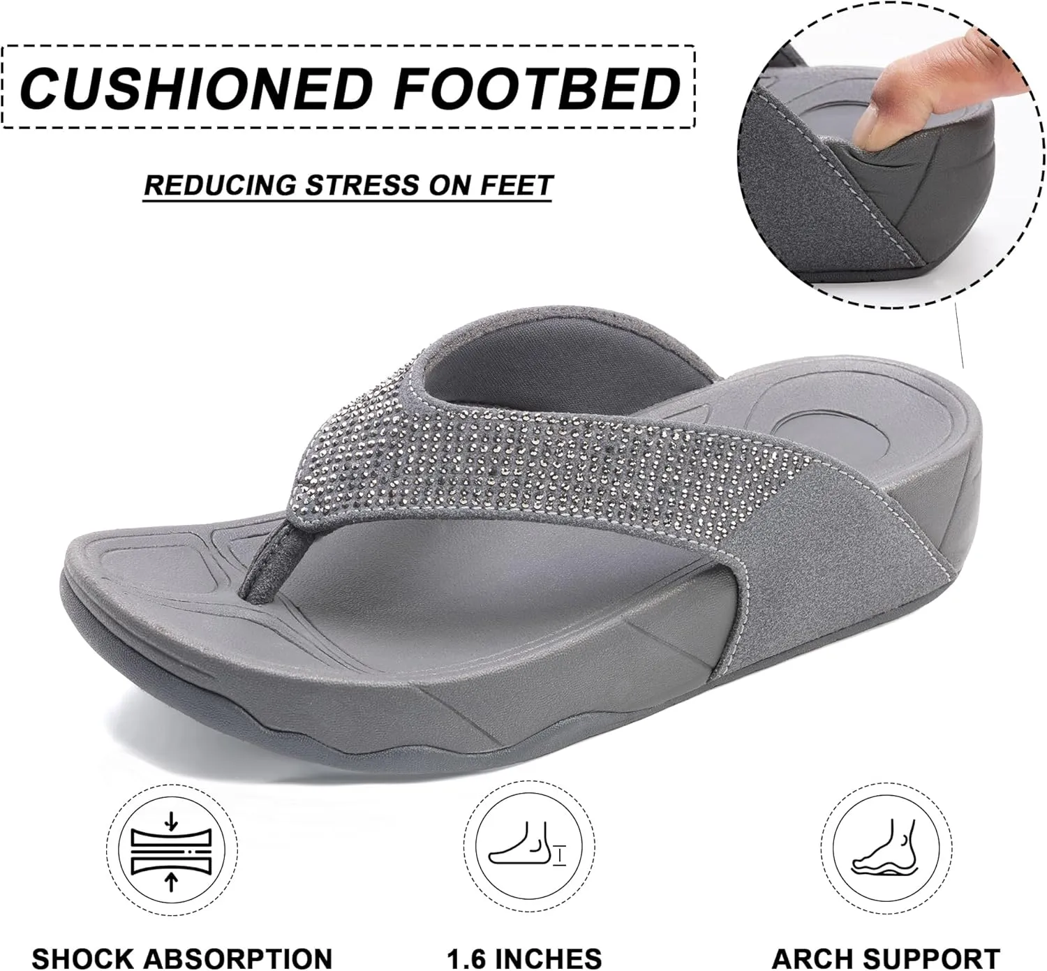 Flip Flops sandals Women Thong Sandals Arch Support Soft Flip Flop Sandal Non-Slip Beach Wedge Sandal