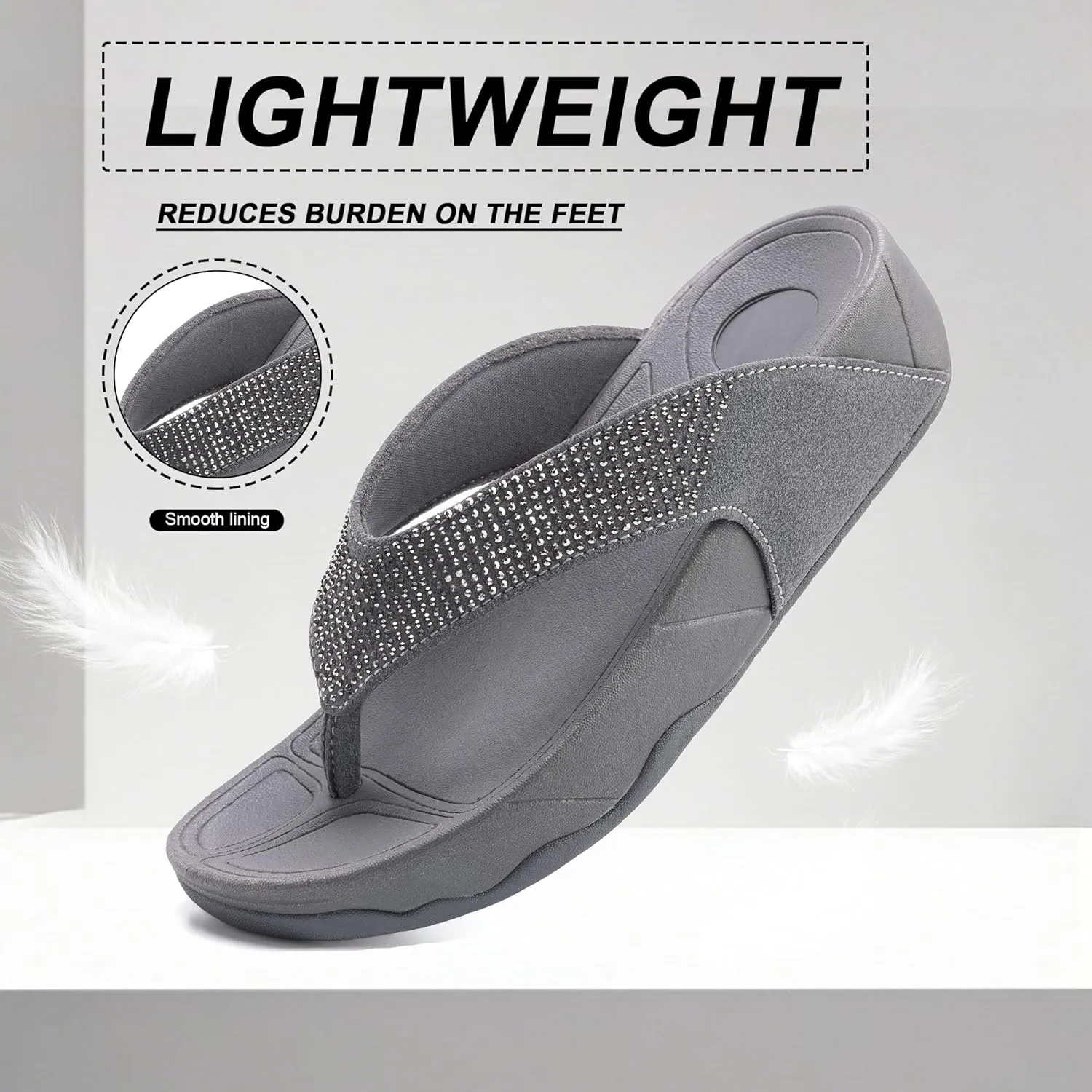 Flip Flops sandals Women Thong Sandals Arch Support Soft Flip Flop Sandal Non-Slip Beach Wedge Sandal