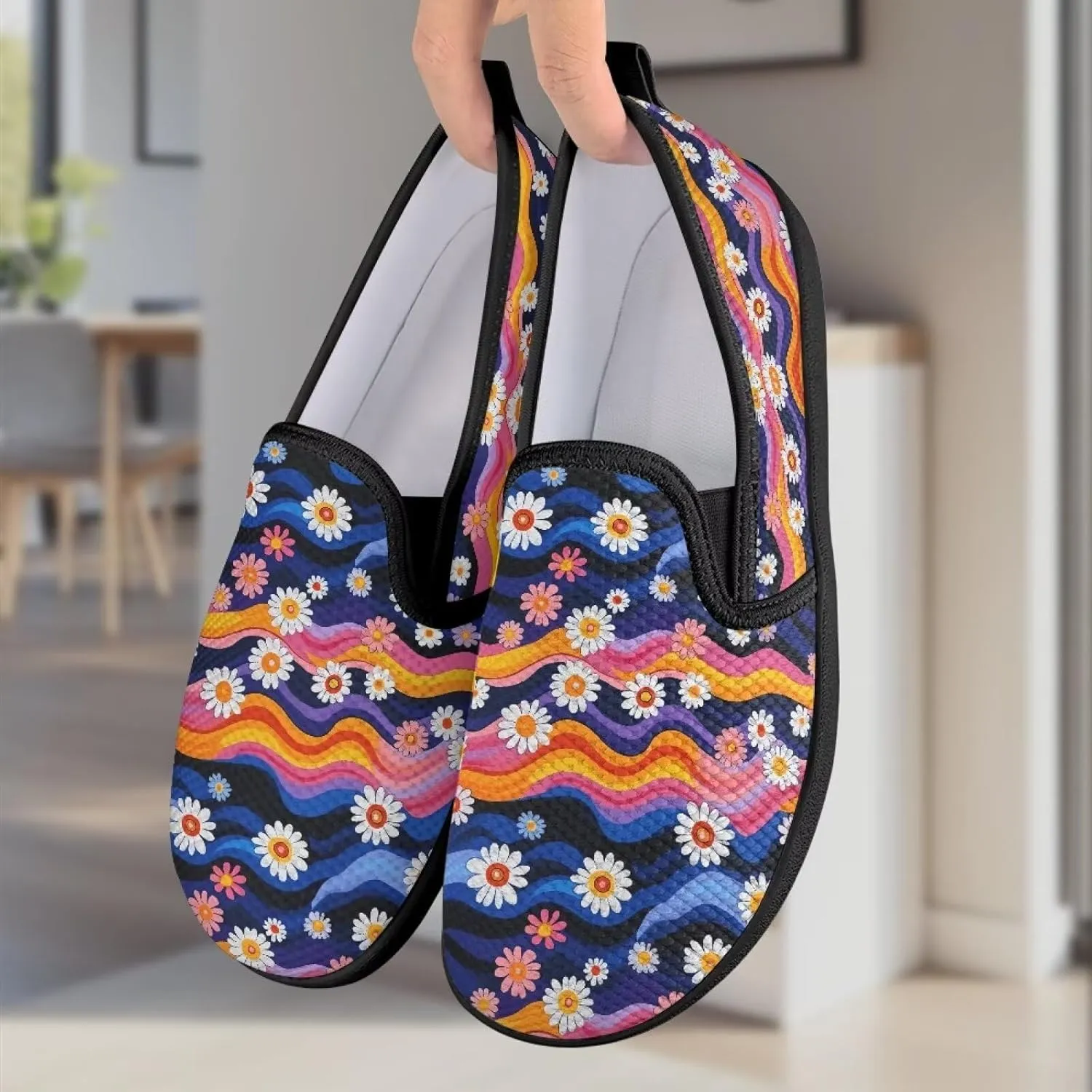 Floral Women's Slip On Flats Comfort Casual Loafers Soft Fashion Walking Shoes Ladies Travel Dress Shoes SizeUS 6-11