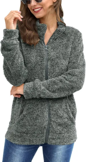For G and PL Women's Long Sleeve Full Zip Soft Warm Fleece Jacket
